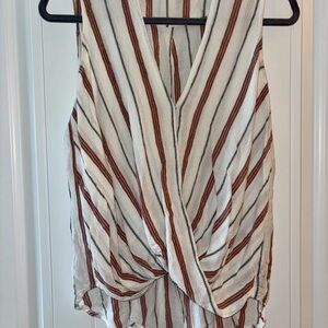 Kut from the Kloth White and Brown Striped Blouse